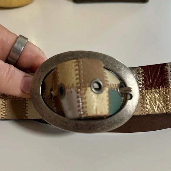 Vintage Fossil Multi-color Patchwork Genuine Leather Belt, Women's Size Large - Picture 5 of 7
